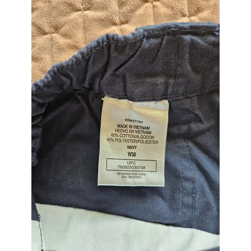 NWT Savane Men's Blue Cotton Hiking Cargo Shorts With Tech Pocket, Size 38